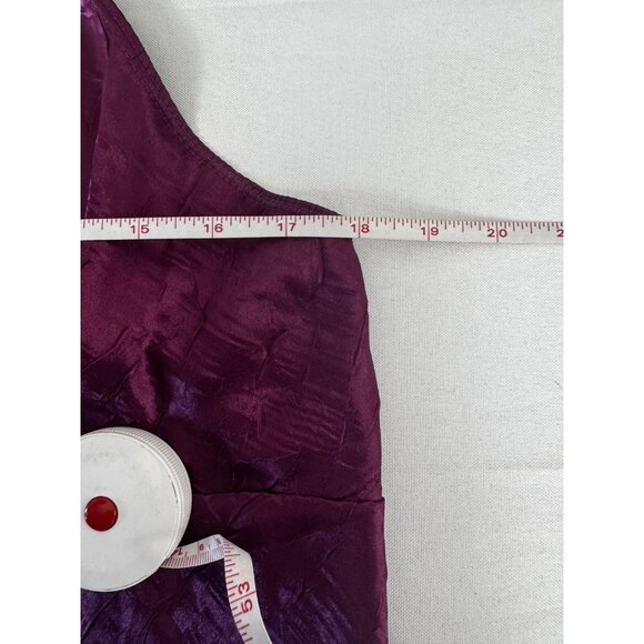 VTG Fashion Bug Y2K 90s Purple Crinkle Satin Beaded Babydoll Cami Top L USA Glam - Picture 7 of 9